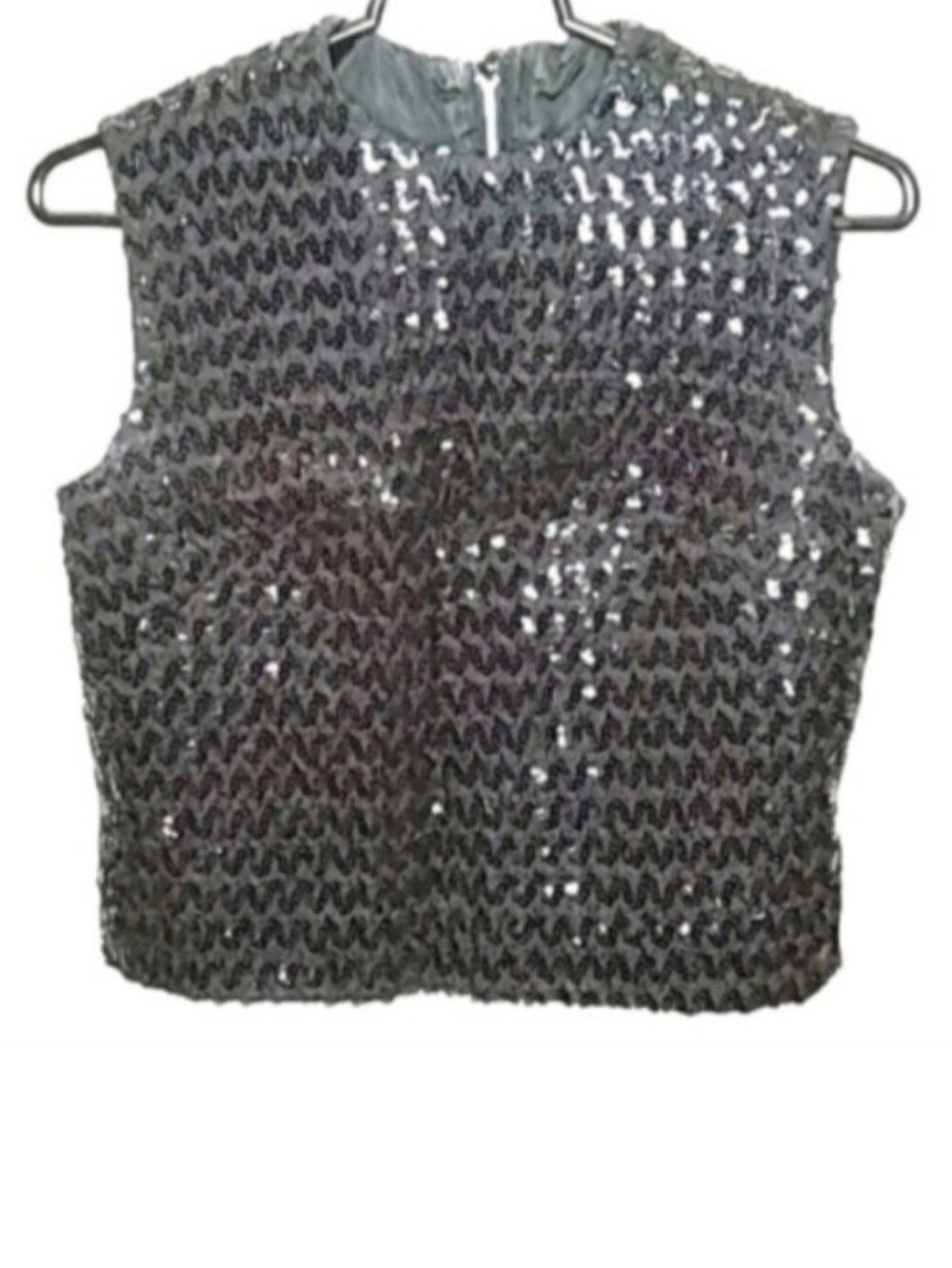 Vintage Parfait Originals, Inc Sleeveless Black Sequin Top | Crop | EUC